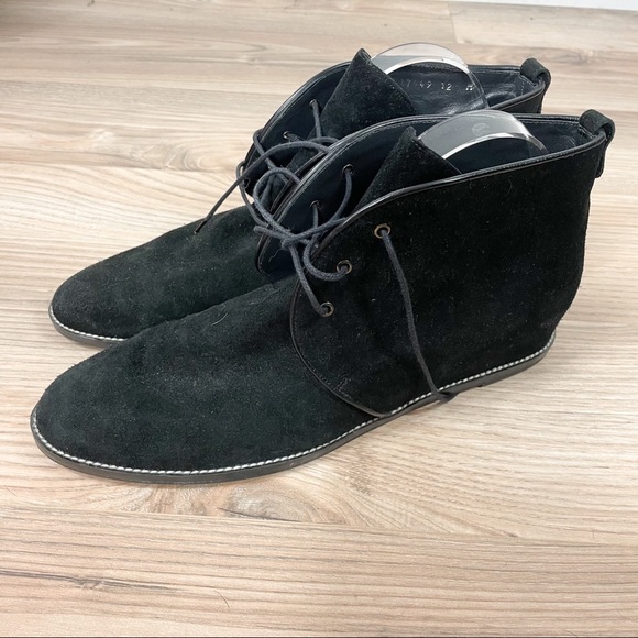 Stuart Weitzman Suede Wedge Lace Up Ankle Boots - Picture 3 of 9